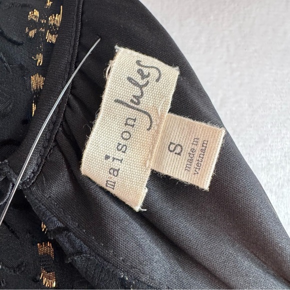 NWOT Maison Jules Black & Gold Metallic Tiered A-Line Dress – Size S - Picture 8 of 9